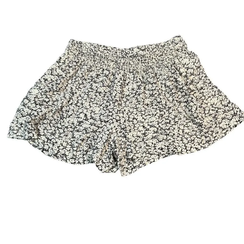 Philosophy Republic Clothing Black White Floral Print Flow Shorts XS